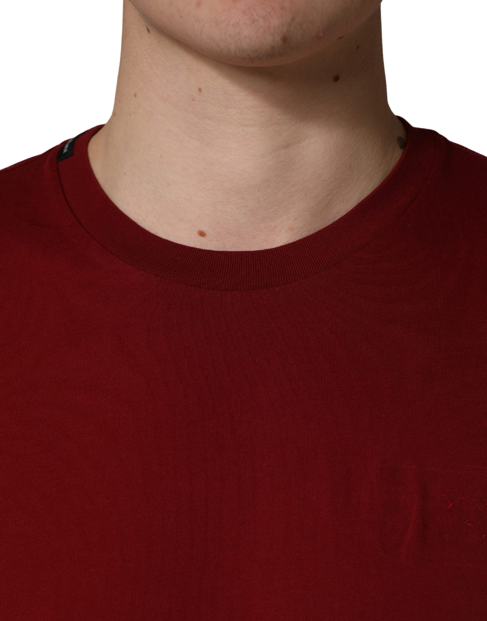 Dolce & Gabbana Maroon Cotton Crew Neck Short Sleeves Men's T-shirt (Pre-Owned)