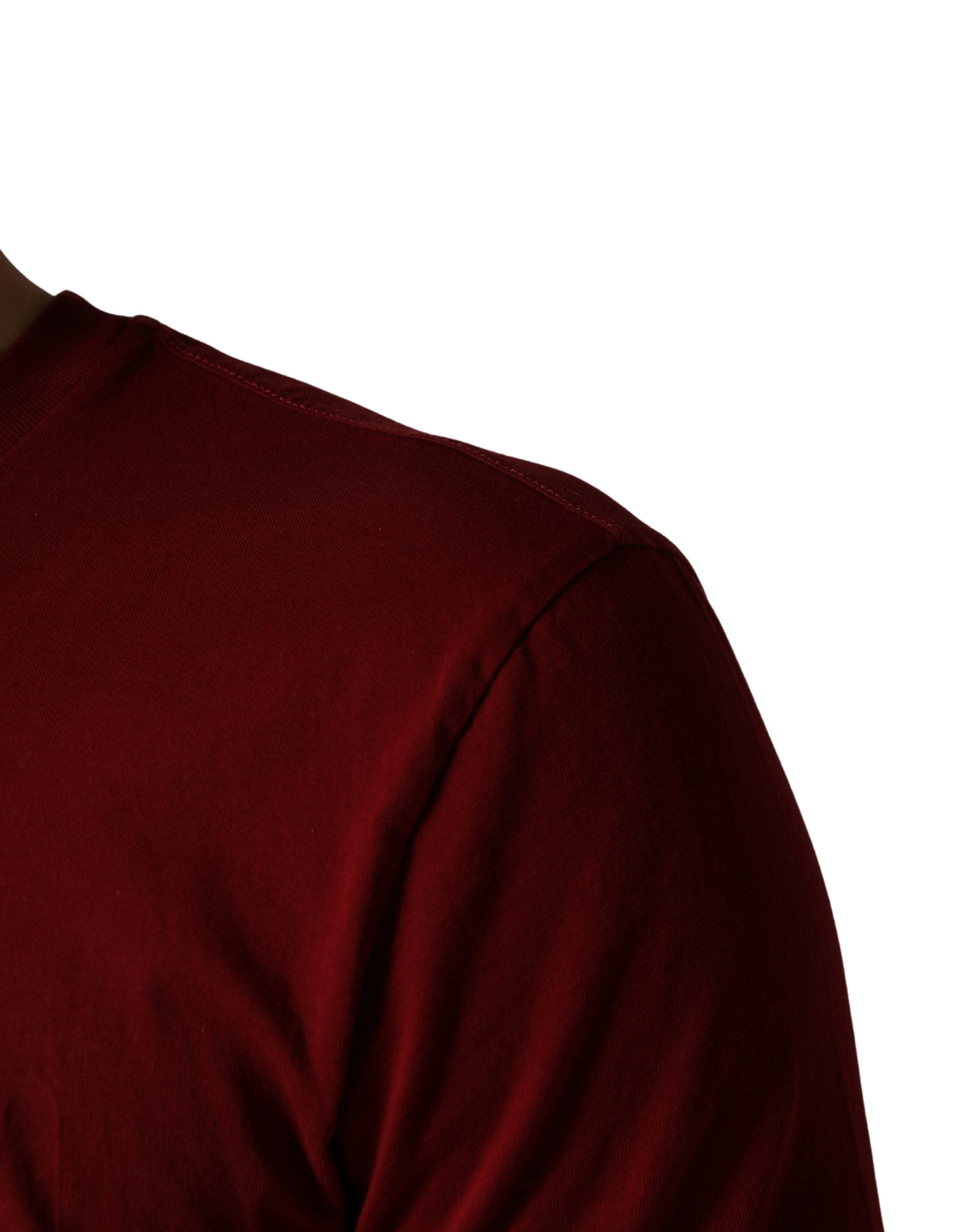 Dolce & Gabbana Maroon Cotton Crew Neck Short Sleeves Men's T-shirt (Pre-Owned)