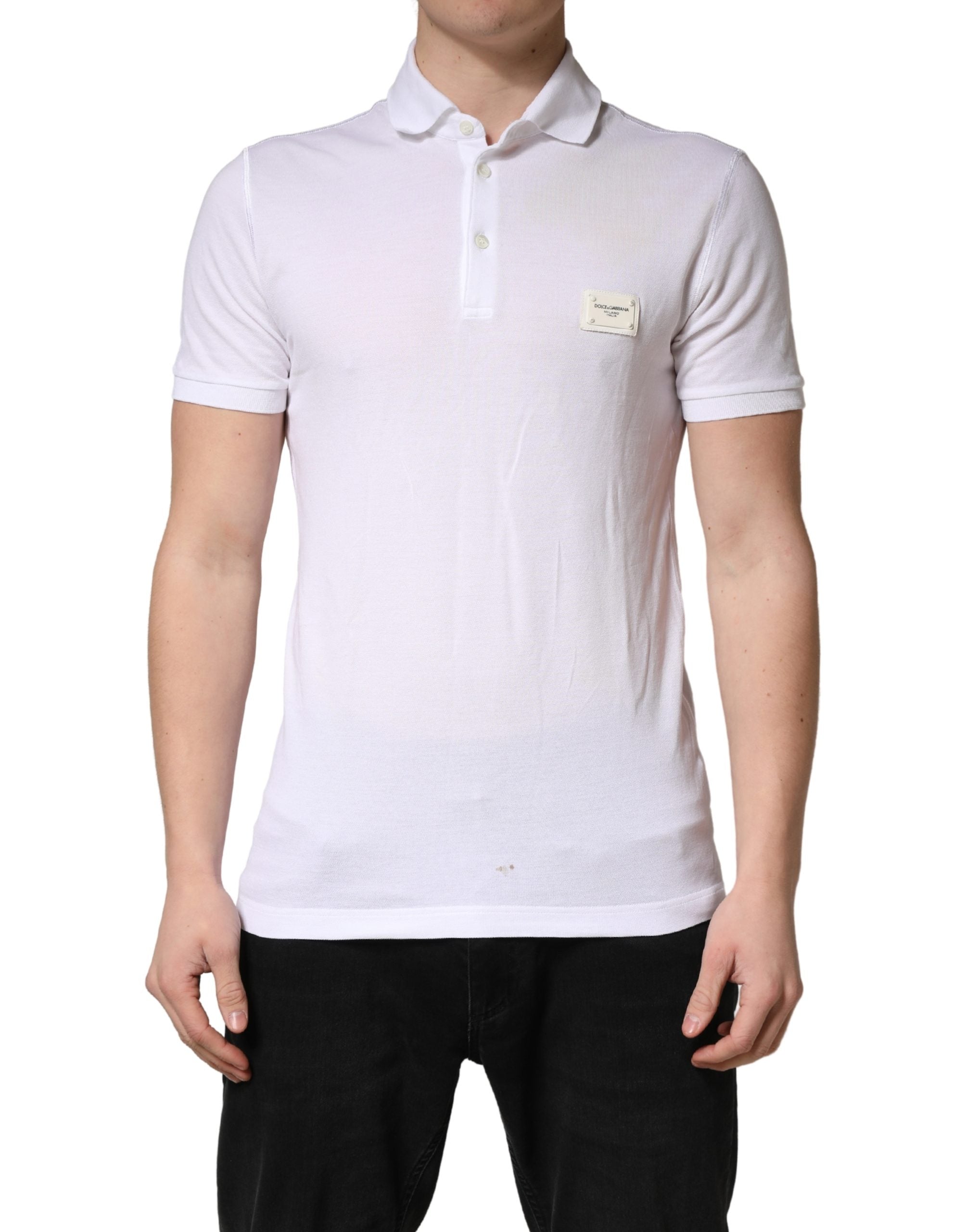 Dolce & Gabbana White Collared Short Sleeves Men Polo Men's T-shirt (Pre-Owned)