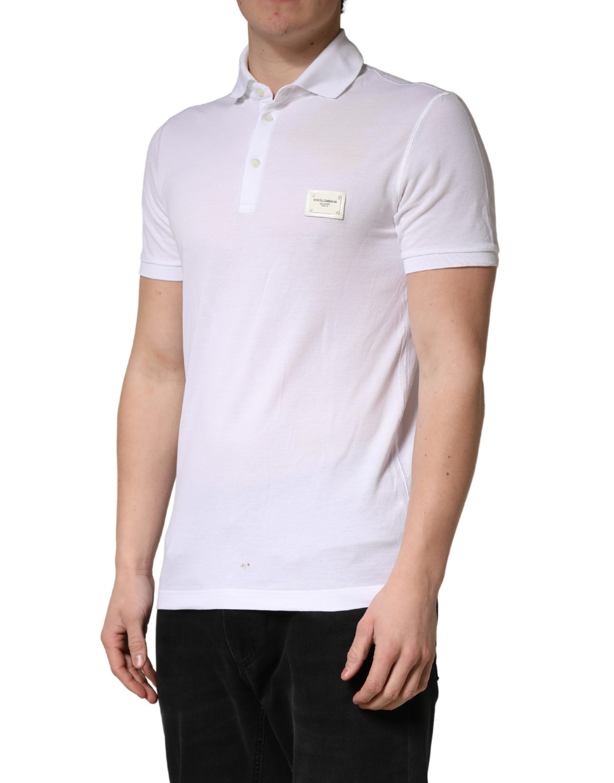 Dolce & Gabbana White Collared Short Sleeves Men Polo Men's T-shirt (Pre-Owned)