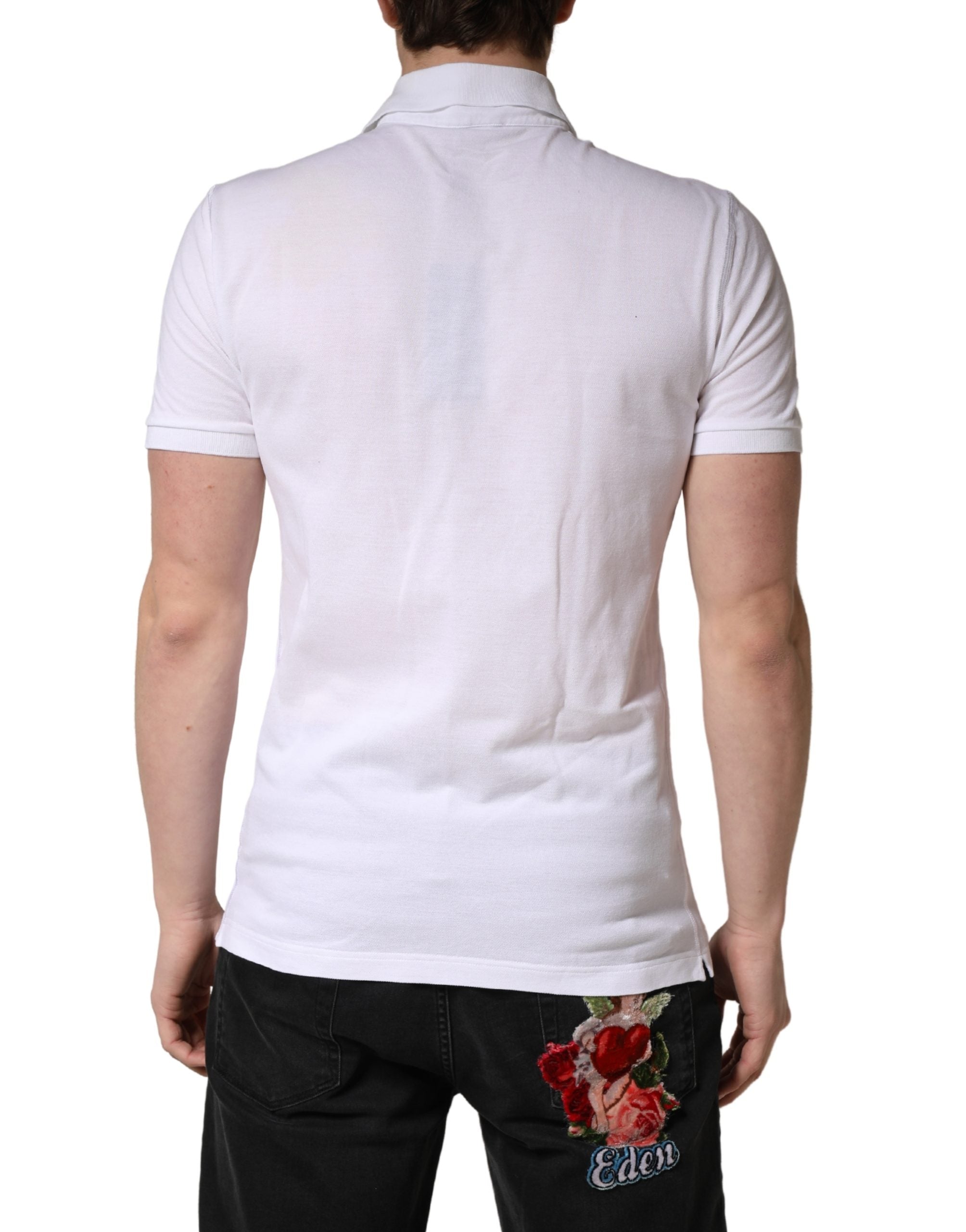 Dolce & Gabbana White Collared Short Sleeves Men Polo Men's T-shirt (Pre-Owned)