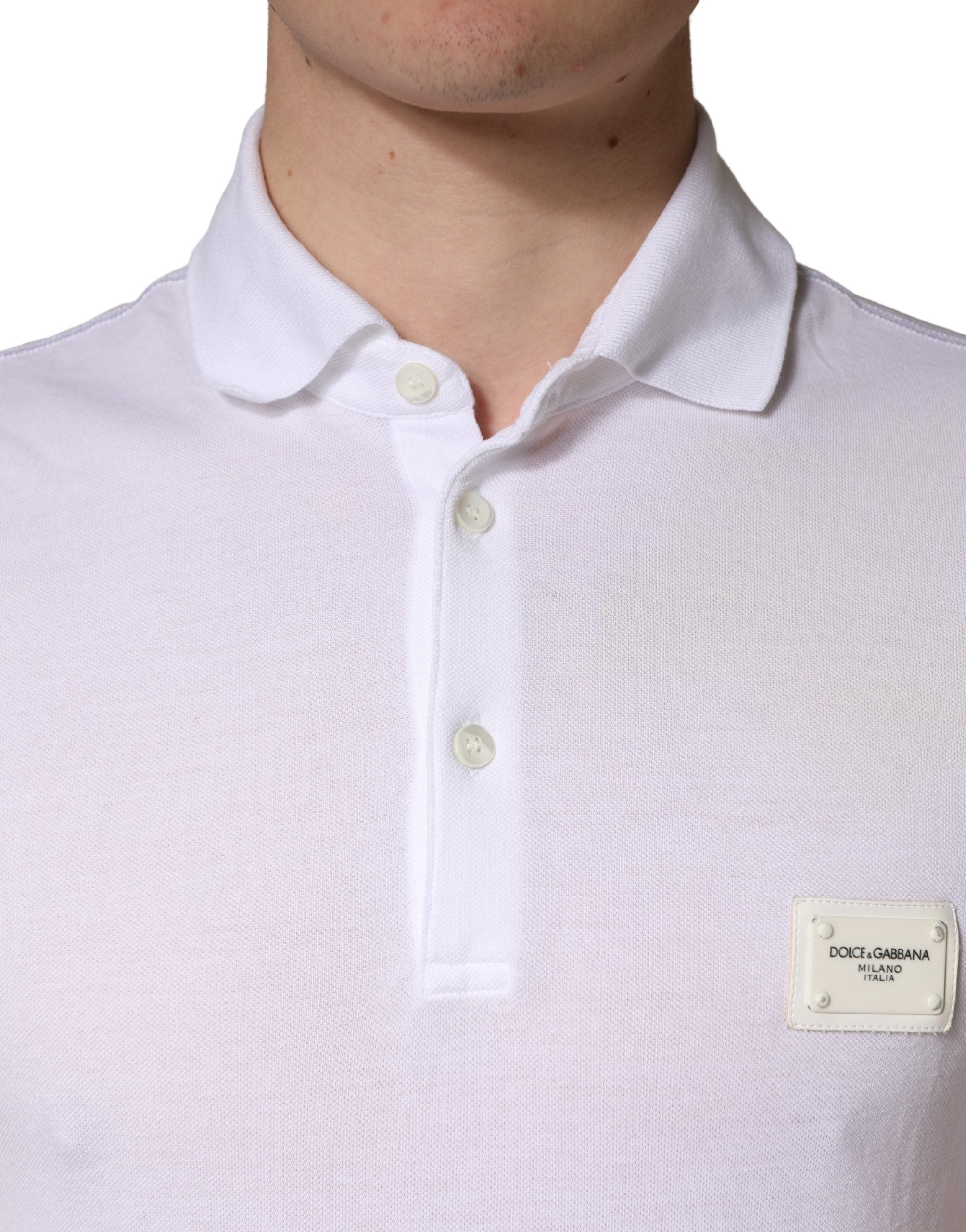 Dolce & Gabbana White Collared Short Sleeves Men Polo Men's T-shirt (Pre-Owned)
