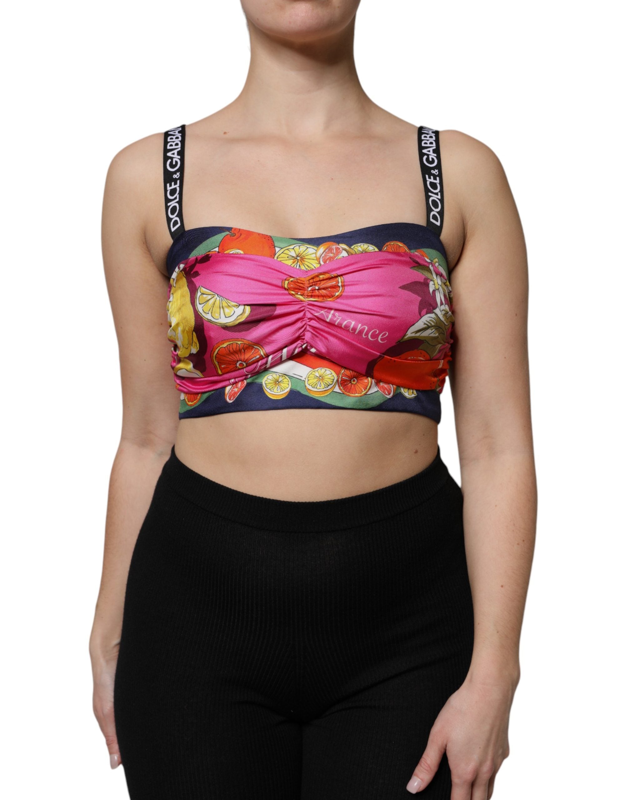 Dolce & Gabbana Multicolor Silk Cropped Bustier Corset Women's Top