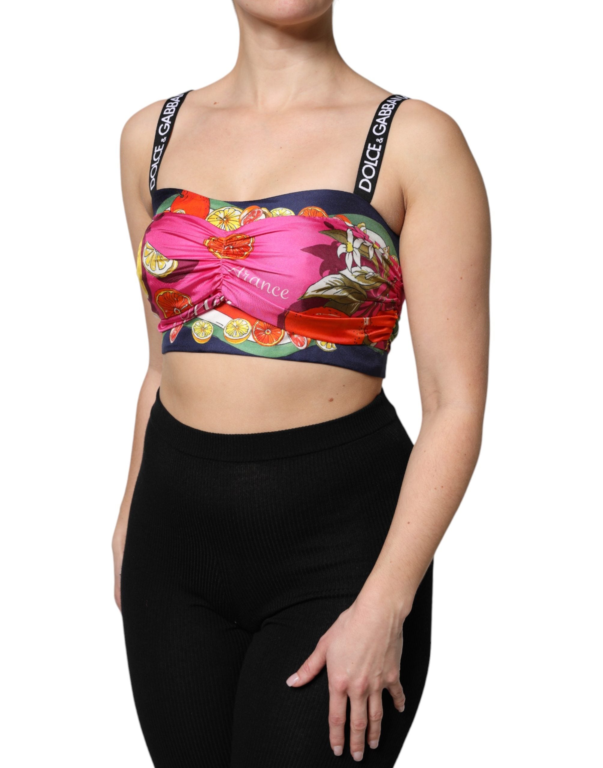 Dolce & Gabbana Multicolor Silk Cropped Bustier Corset Women's Top