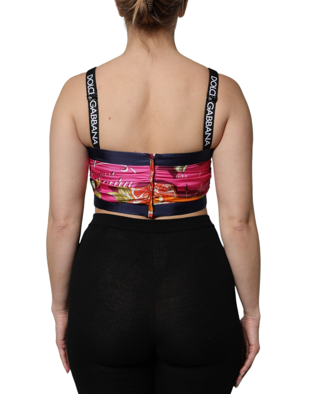 Dolce & Gabbana Multicolor Silk Cropped Bustier Corset Women's Top