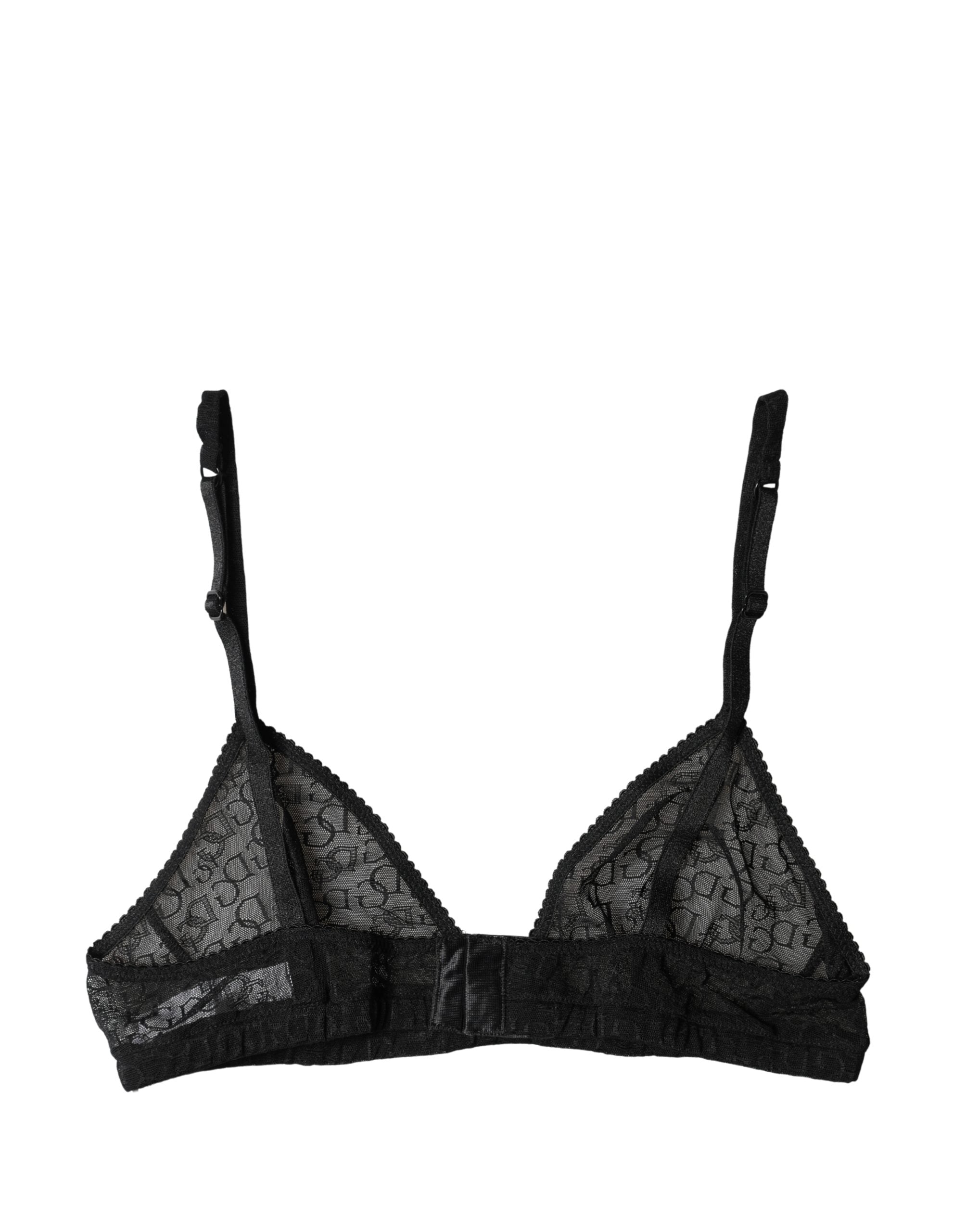 Dolce & Gabbana Black Logo Mania Sheer Soft Cup Bra Women's Underwear