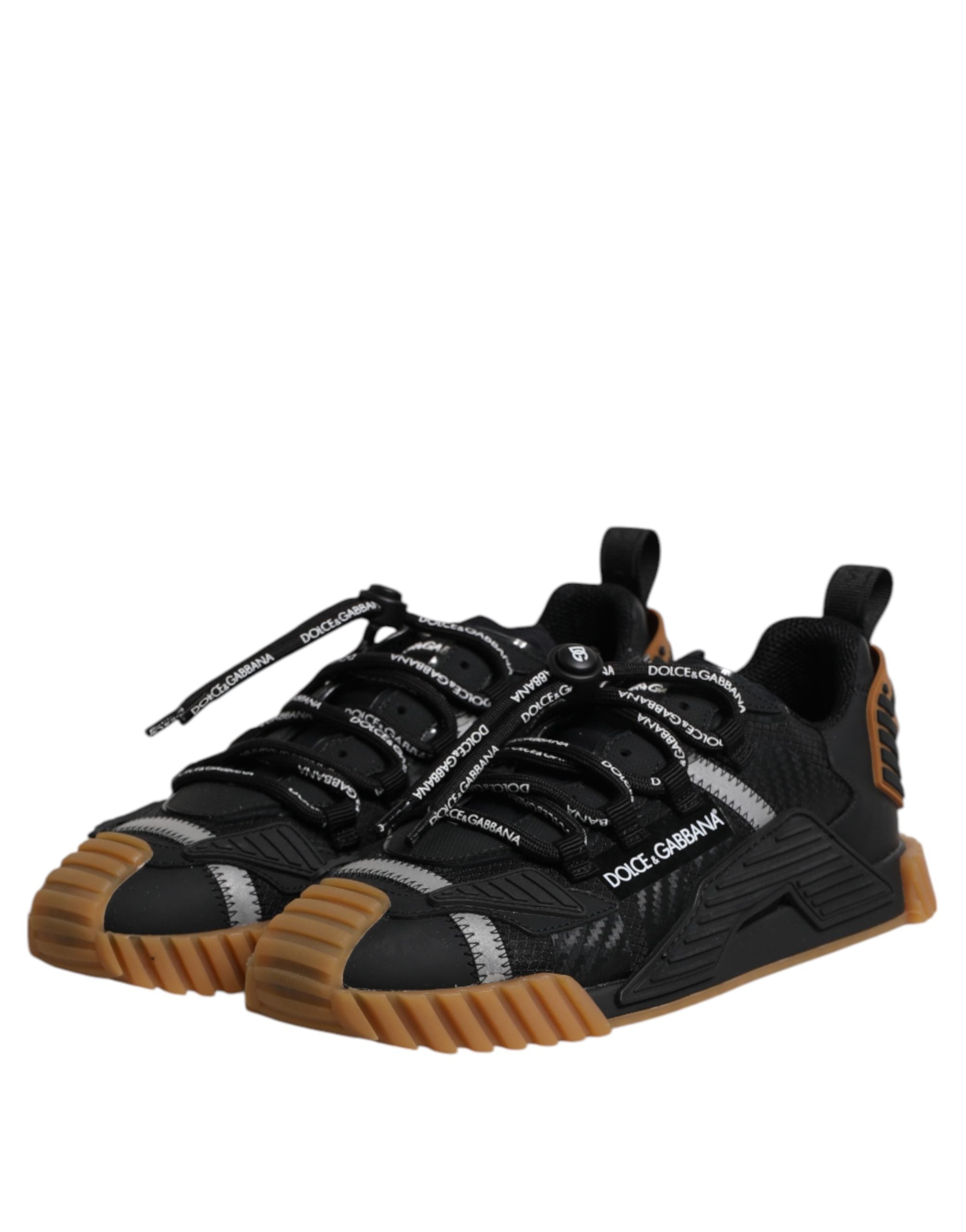 Dolce & Gabbana Black Logo Lace Up Low Top NS1 Sneakers Men's Shoes