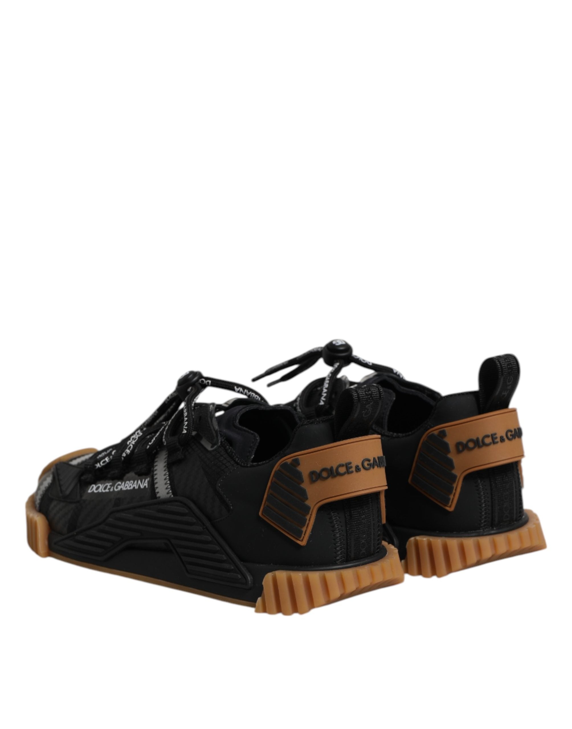 Dolce & Gabbana Black Logo Lace Up Low Top NS1 Sneakers Men's Shoes
