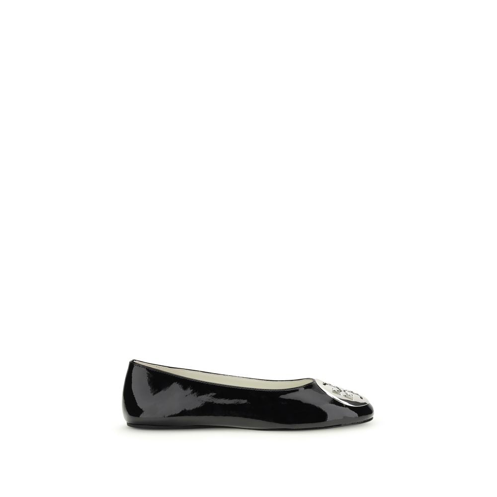 Tory Burch Black Calf Leather Bos Taurus Ballet Women's Flats