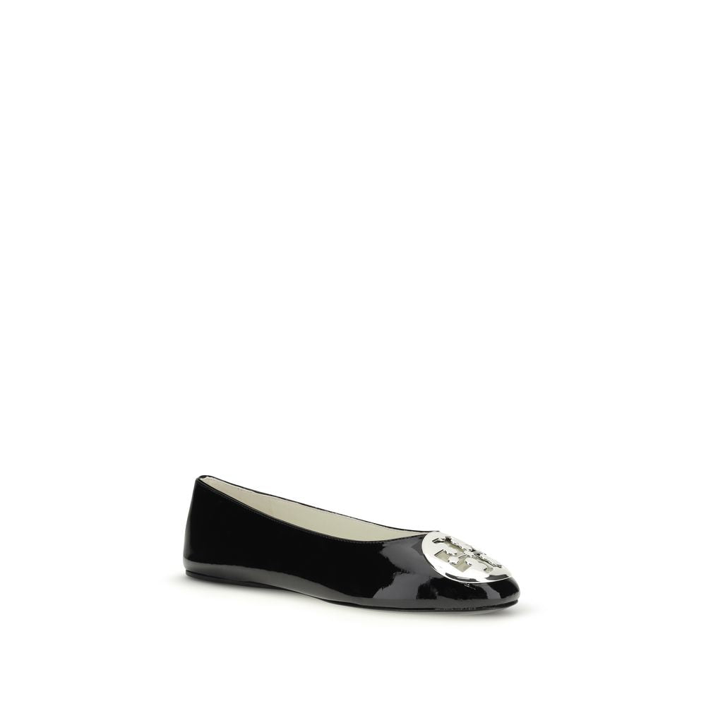 Tory Burch Black Calf Leather Bos Taurus Ballet Women's Flats