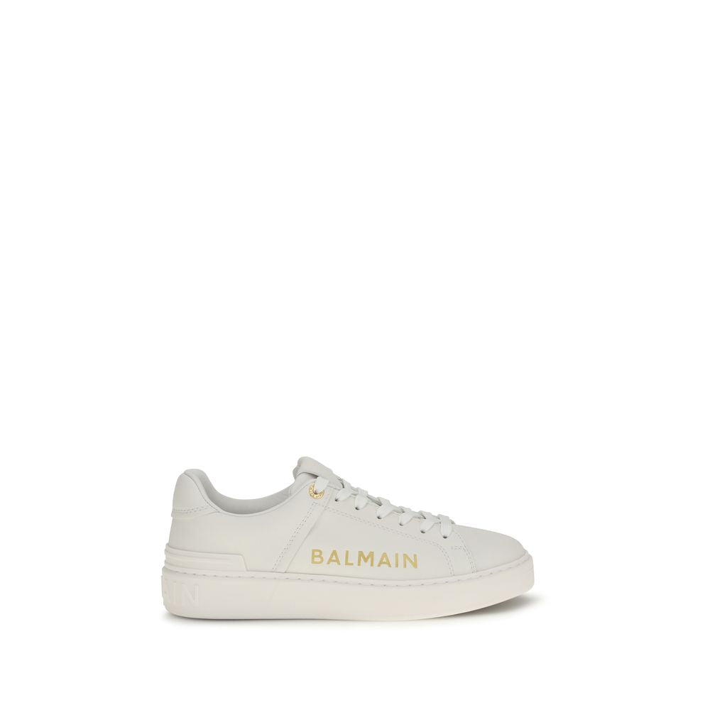 Balmain White Calf Leather Bos Taurus Low Top Women's Sneakers