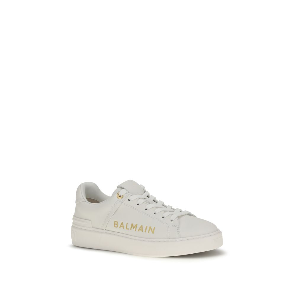 Balmain White Calf Leather Bos Taurus Low Top Women's Sneakers