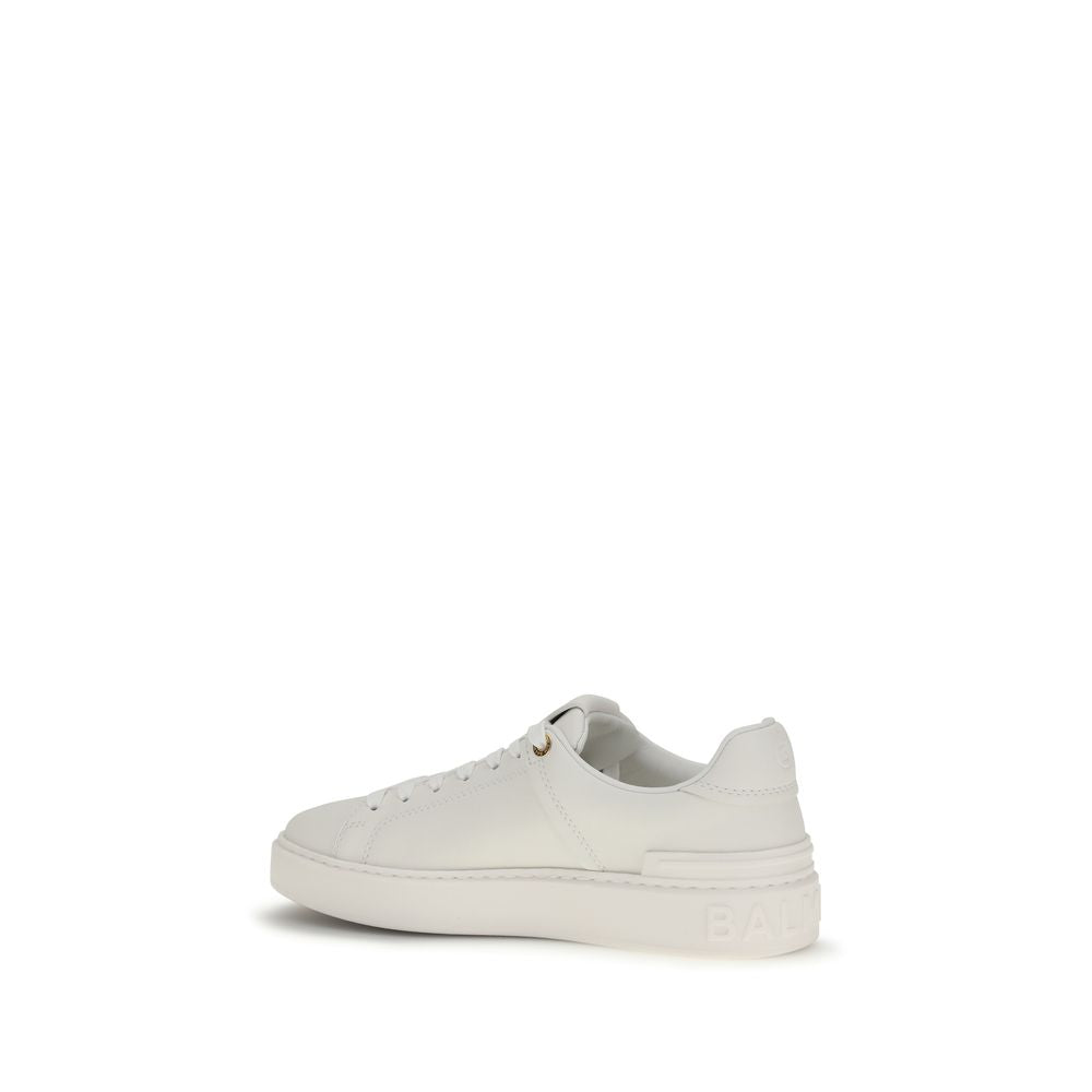 Balmain White Calf Leather Bos Taurus Low Top Women's Sneakers