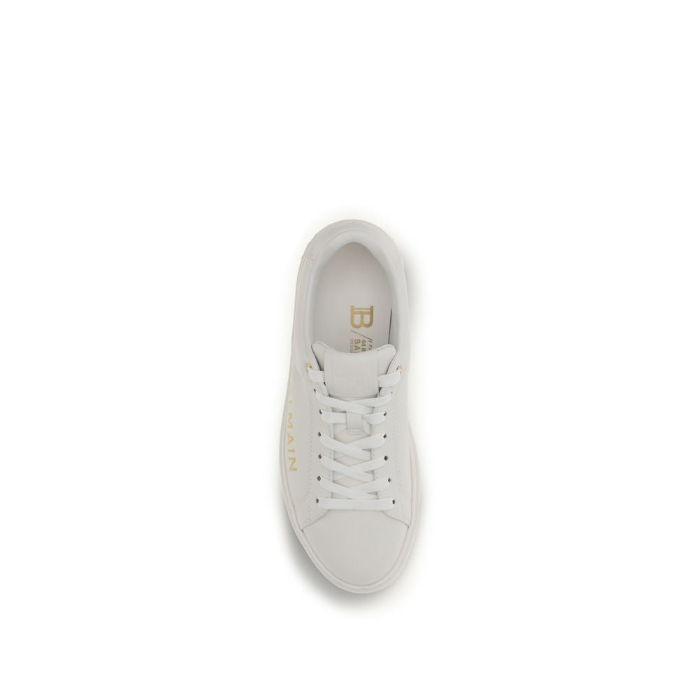 Balmain White Calf Leather Bos Taurus Low Top Women's Sneakers