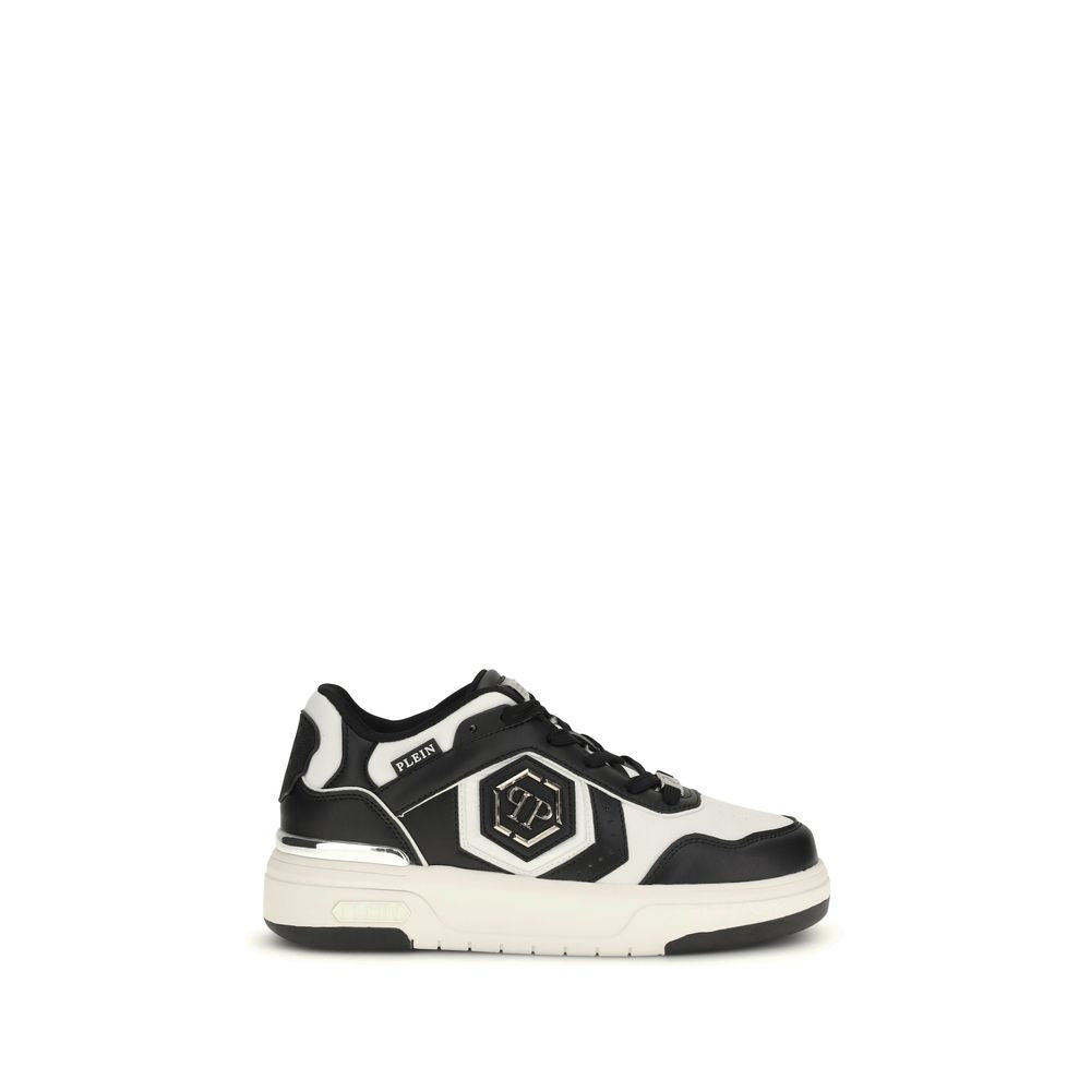 Philipp Plein Black Calf Leather Bos Taurus Athletic Men's Sneakers