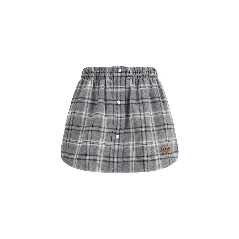 Miu Miu Gray Cotton Mini Women's Skirt