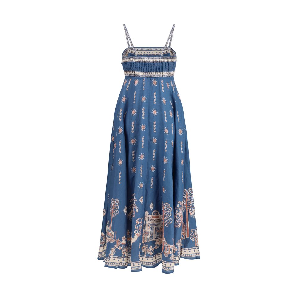 Alemais Blue Linen Casual Women's Dress