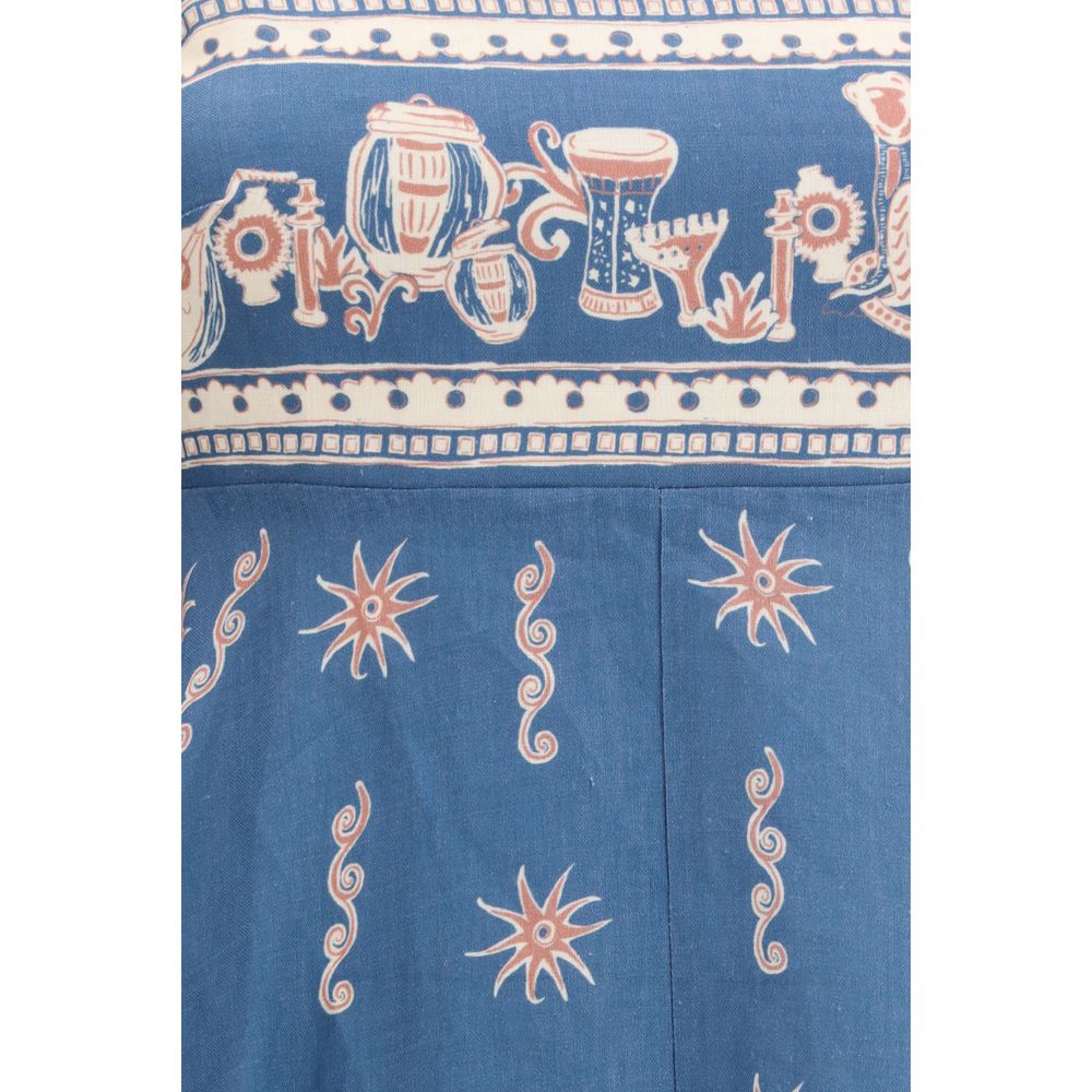 Alemais Blue Linen Casual Women's Dress