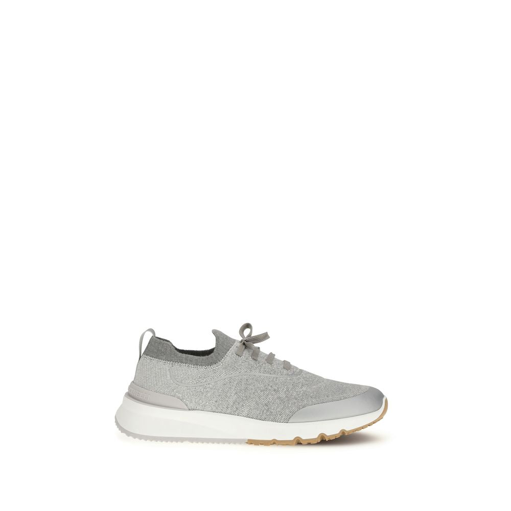 Brunello Cucinelli Gray Cotton Athletic Men's Sneakers