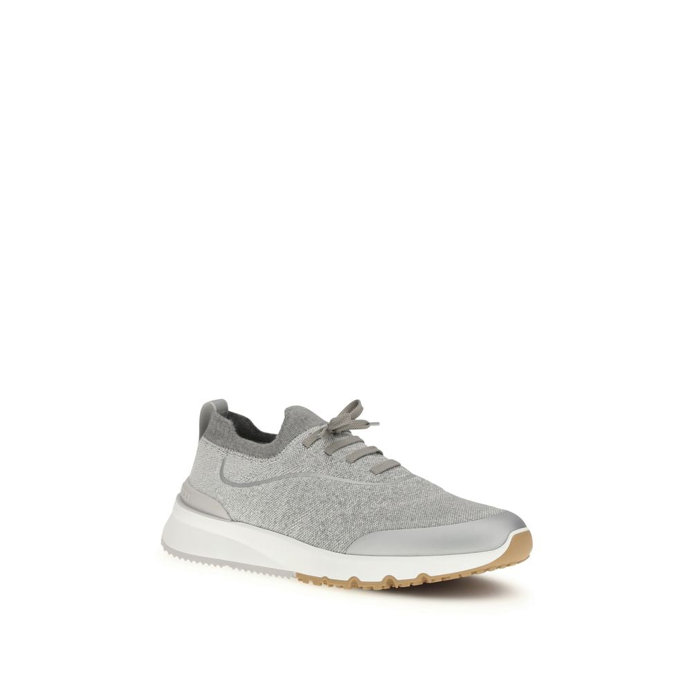 Brunello Cucinelli Gray Cotton Athletic Men's Sneakers
