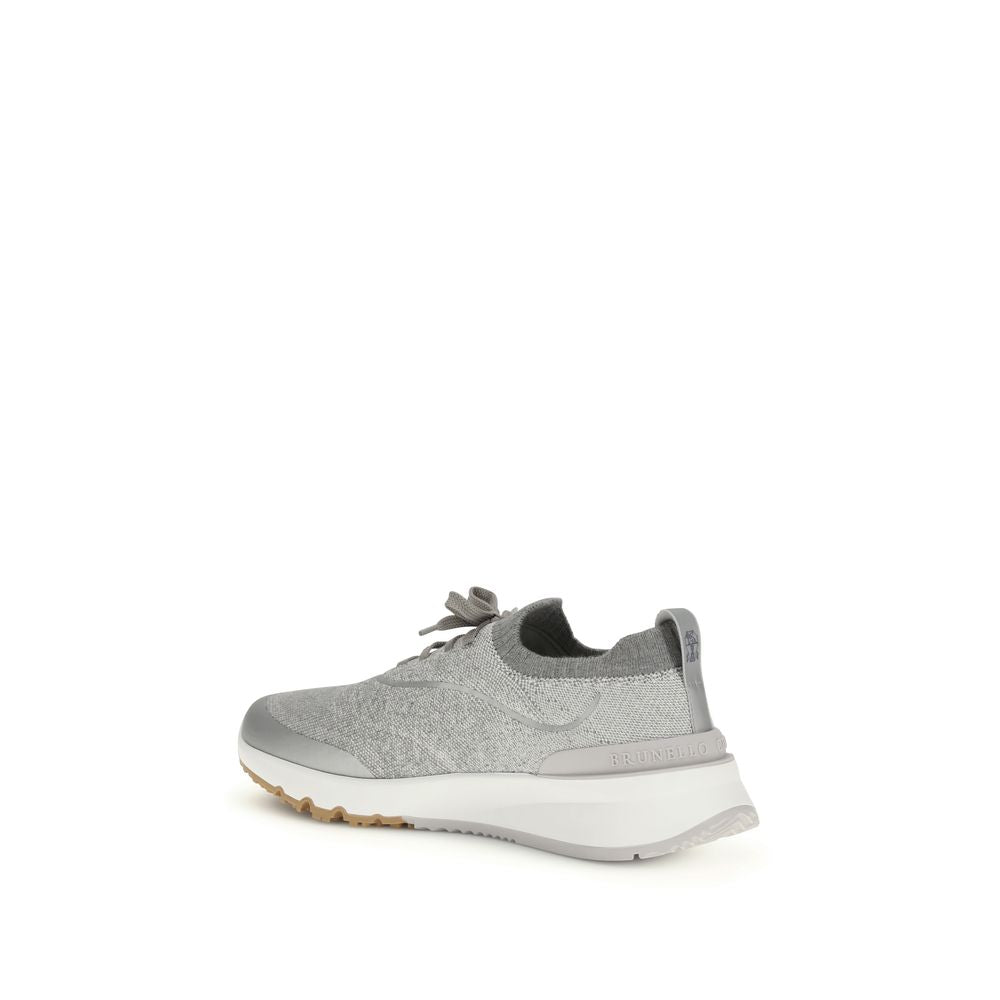 Brunello Cucinelli Gray Cotton Athletic Men's Sneakers