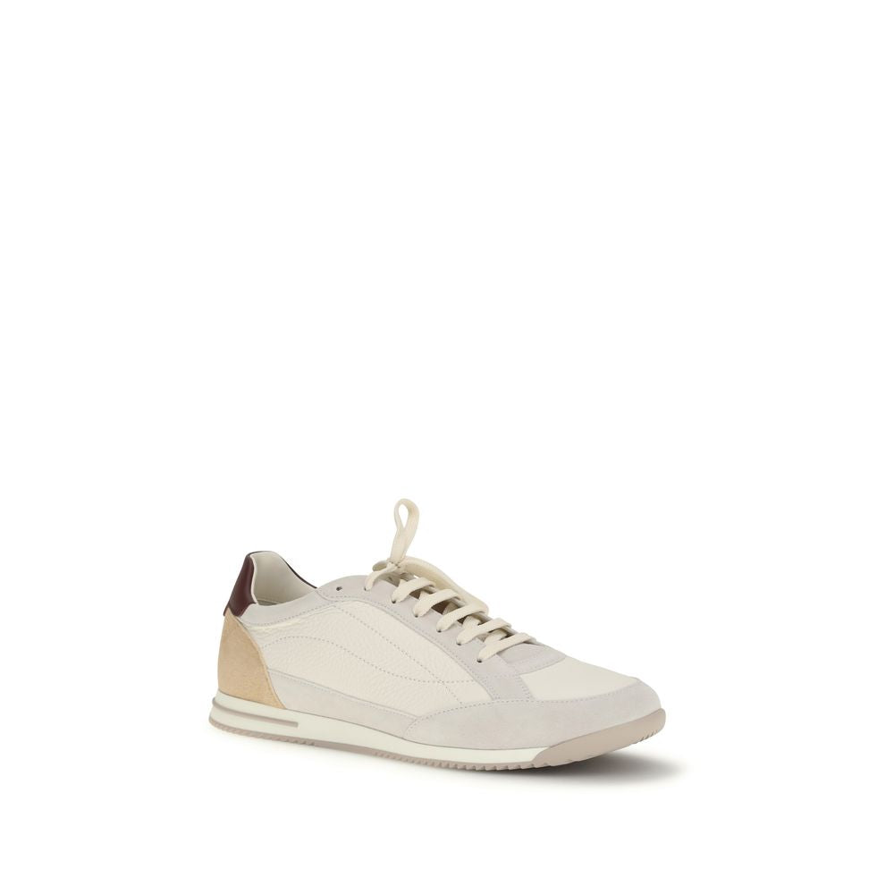 Brunello Cucinelli Beige Calf Leather Bos Taurus Men's Sneakers