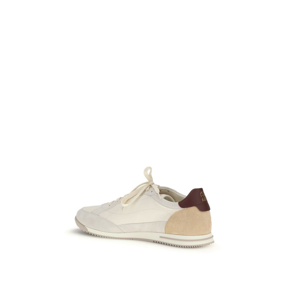 Brunello Cucinelli Beige Calf Leather Bos Taurus Men's Sneakers