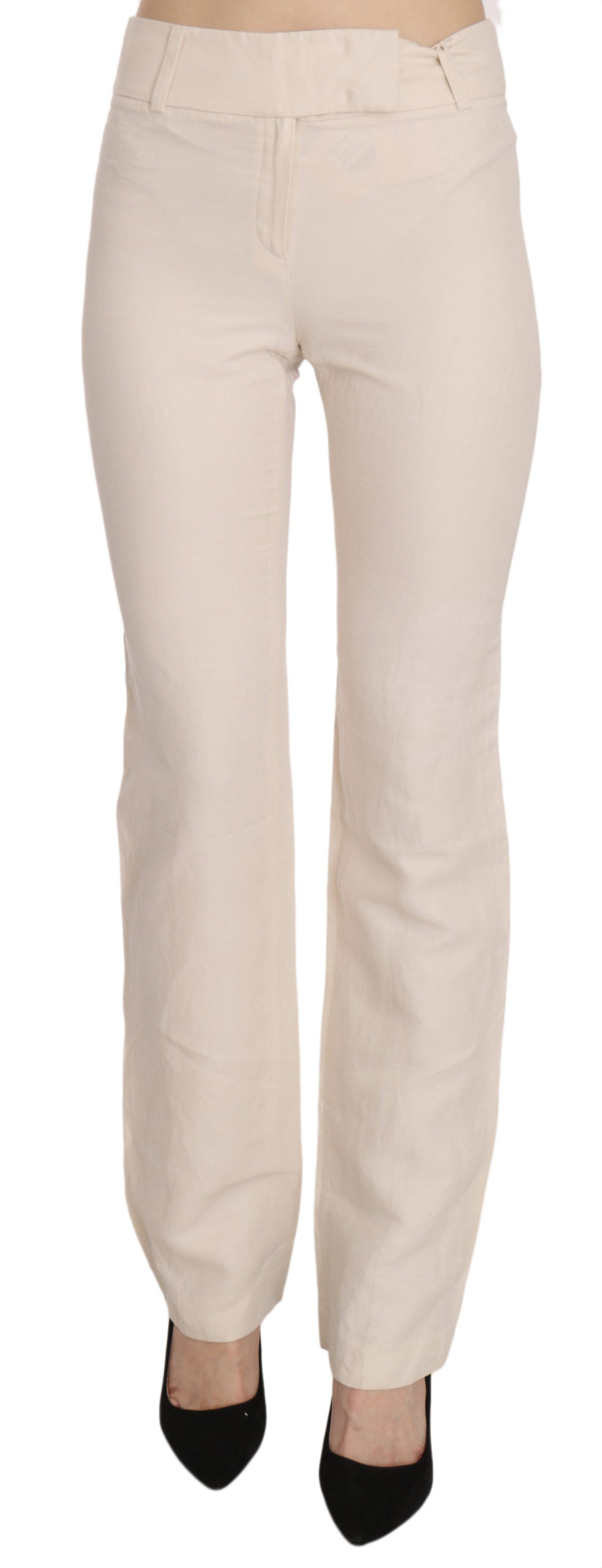 LAUREL White High Waist Silk Blend Flared Dress Trousers Women's Pants