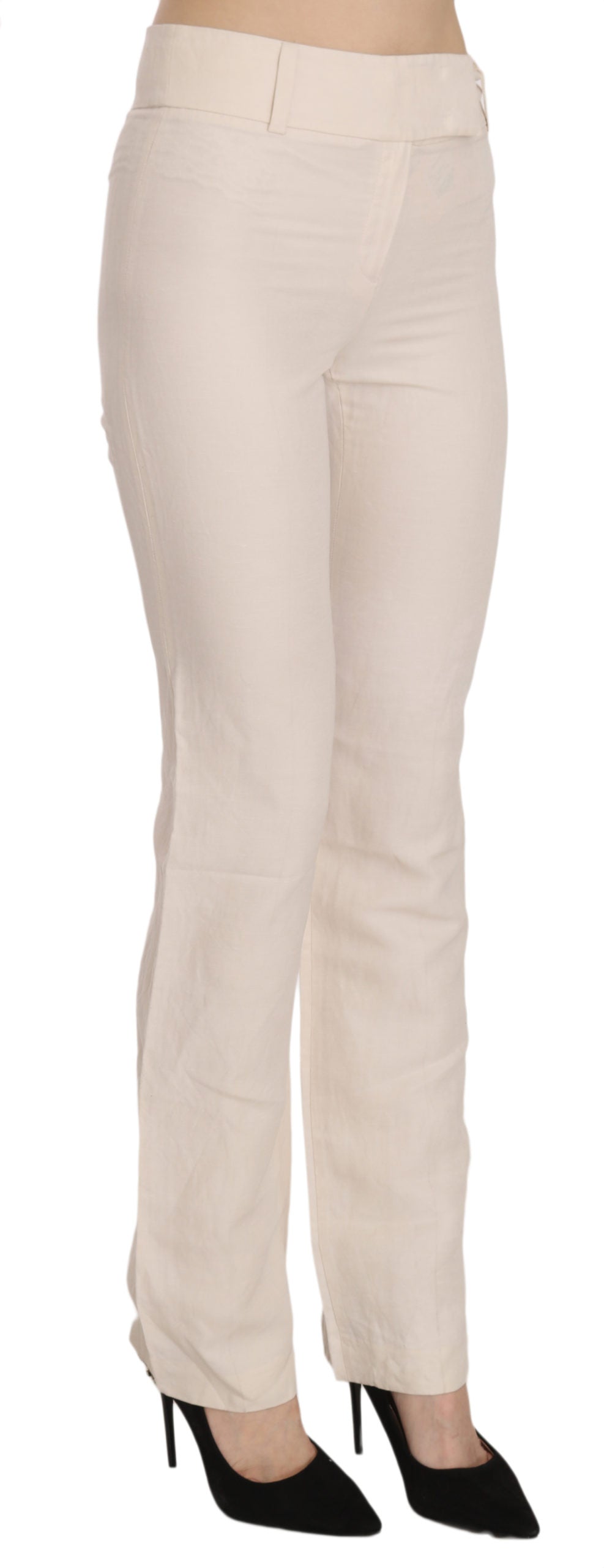 LAUREL White High Waist Silk Blend Flared Dress Trousers Women's Pants