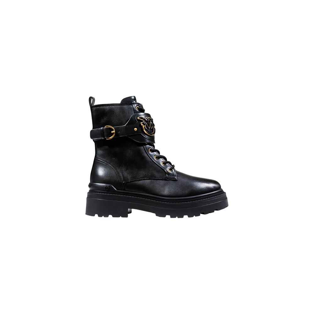 PINKO Black Leather Ankle Women's Boots