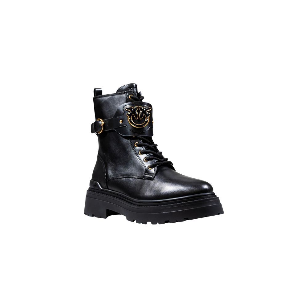 PINKO Black Leather Ankle Women's Boots