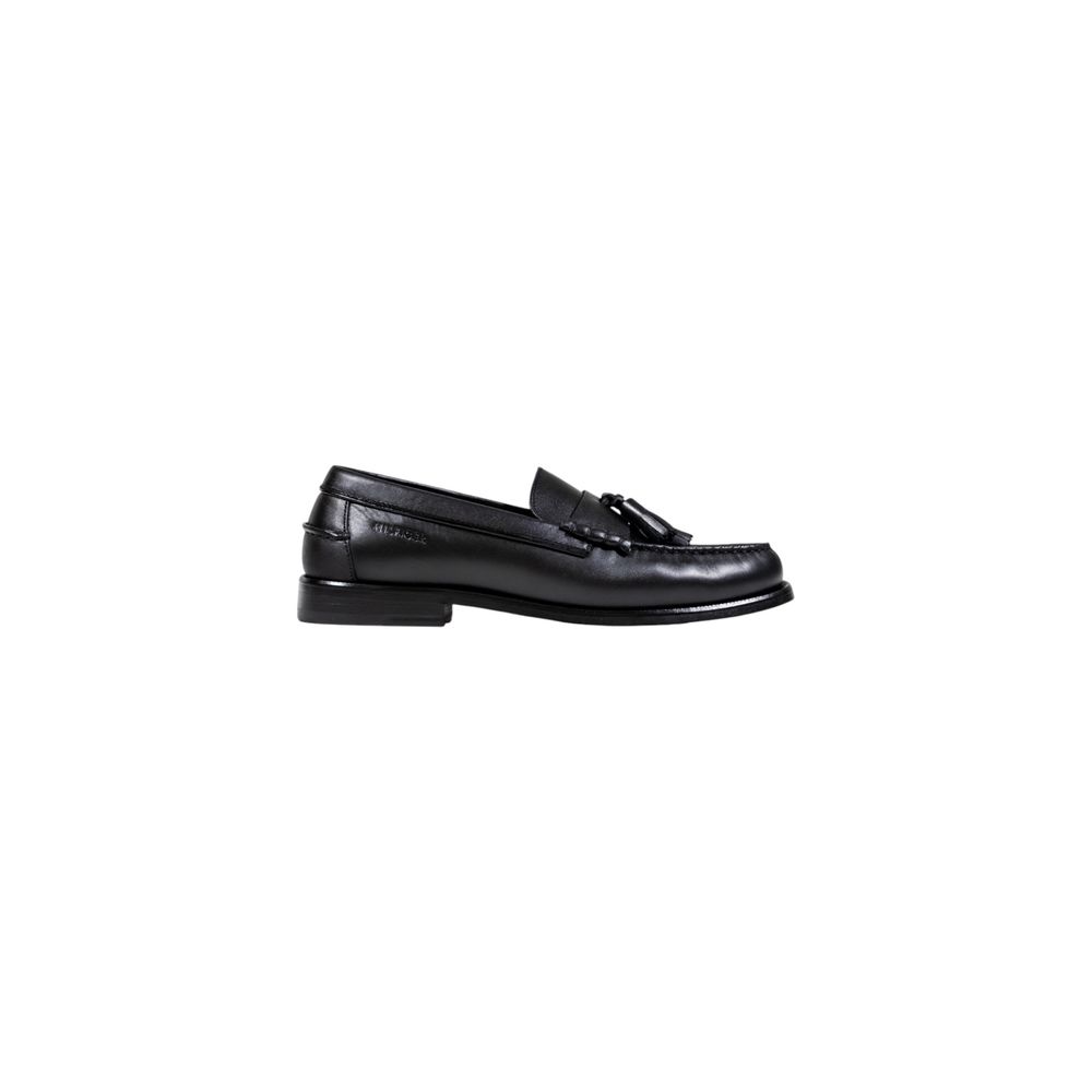 Tommy Hilfiger Black Leather Slip-On Men's Loafers