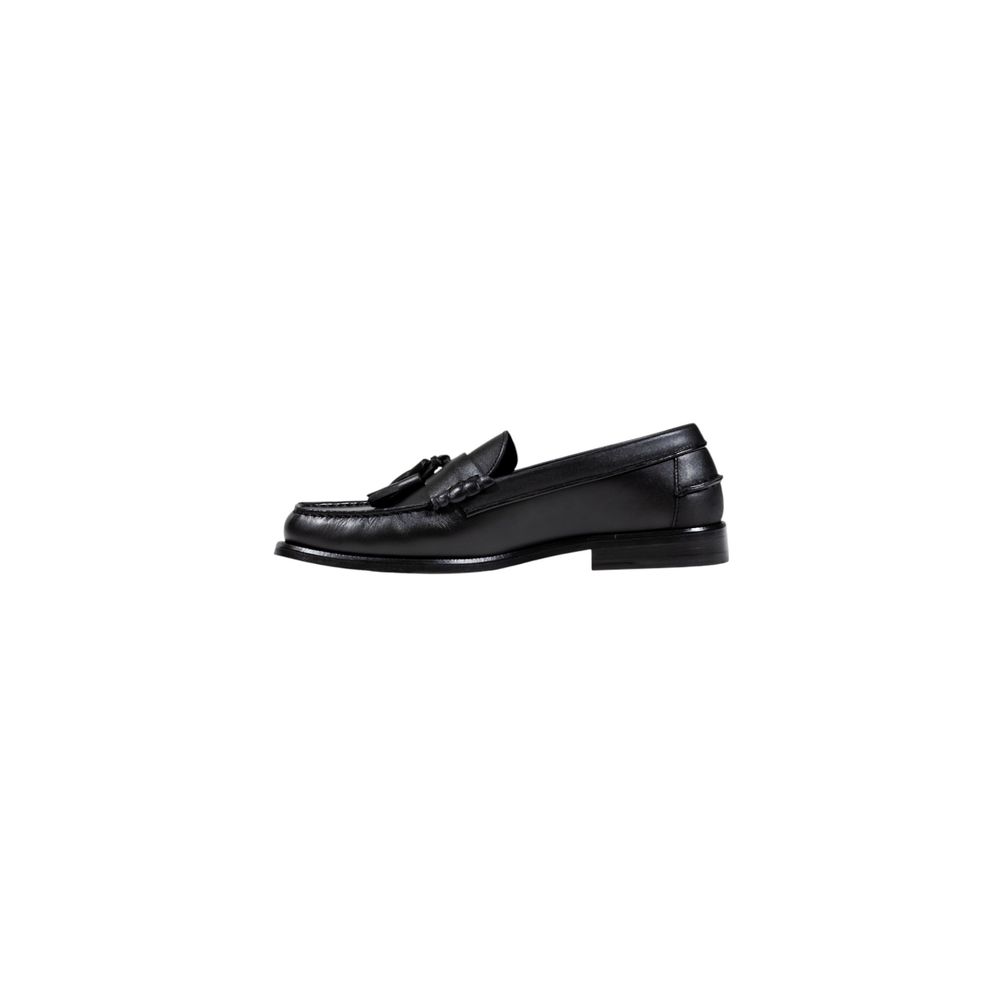 Tommy Hilfiger Black Leather Slip-On Men's Loafers