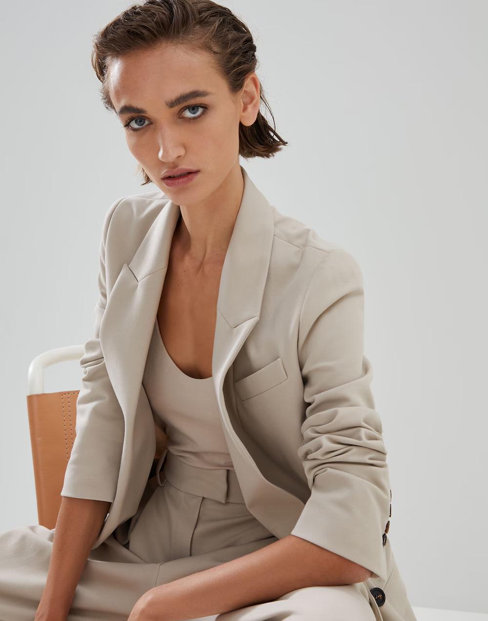 Brunello Cucinelli Bicolor Cotton Women's Blazer