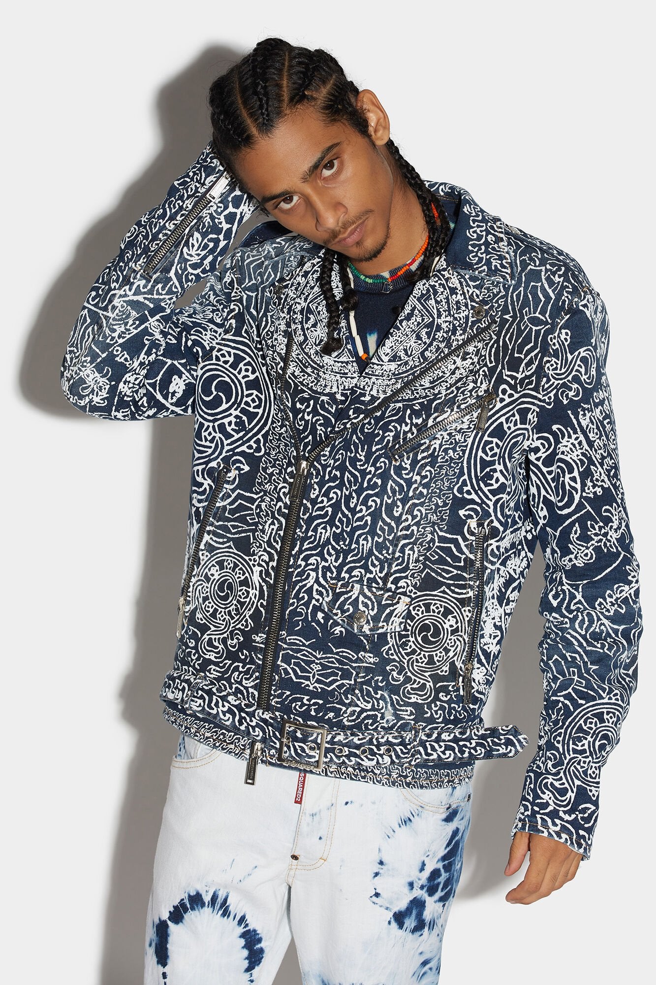 Dsquared² Blue Fibres Biker Women's Jacket