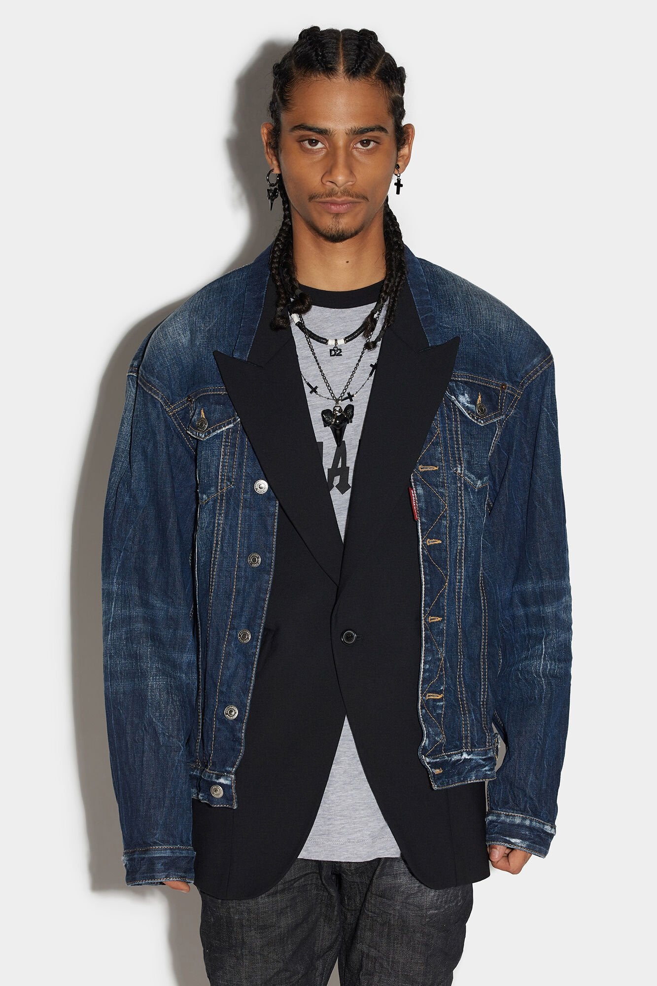 Dsquared² Navy Blue Fibres Denim Women's Jacket