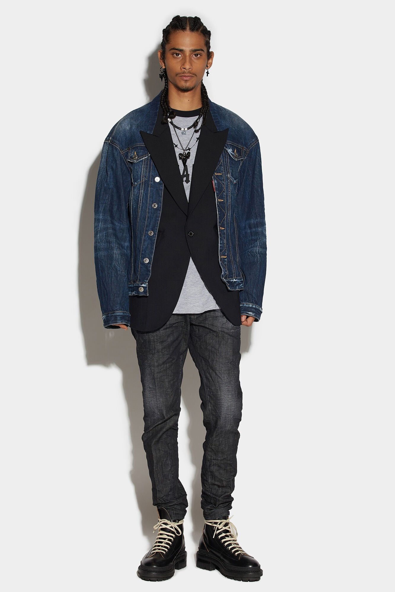 Dsquared² Navy Blue Fibres Denim Women's Jacket