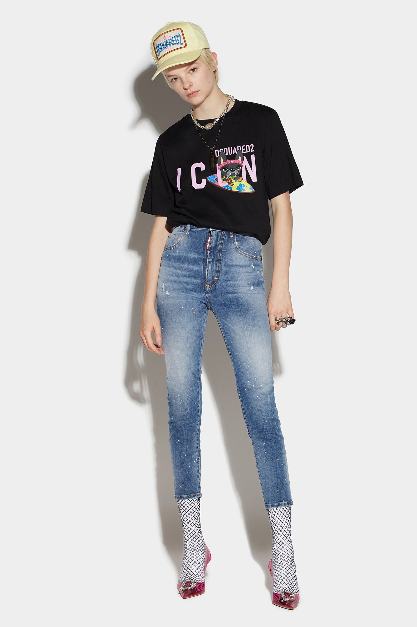 Dsquared² Navy Blue Fibres High-Waisted Women's Jean