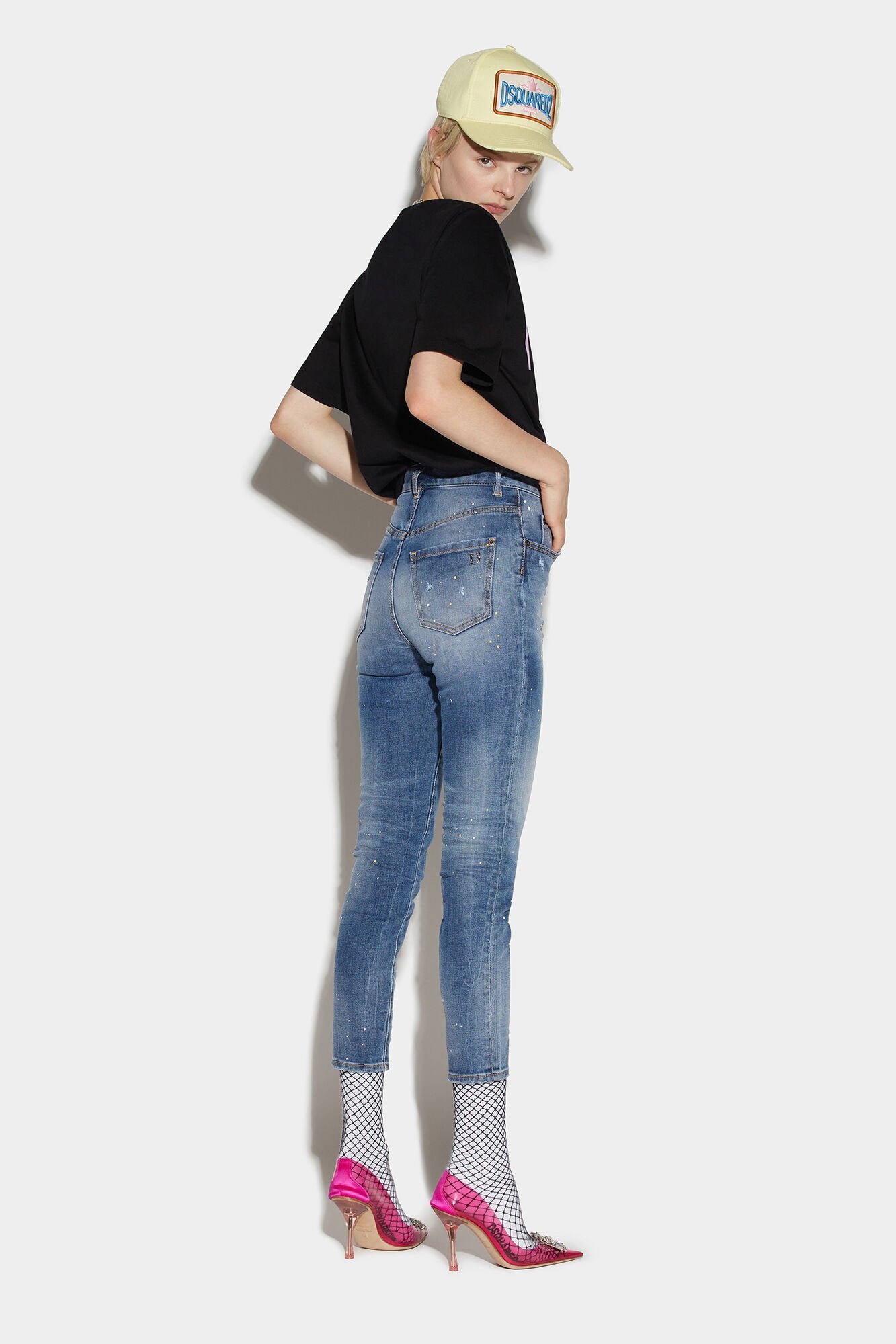 Dsquared² Navy Blue Fibres High-Waisted Women's Jean