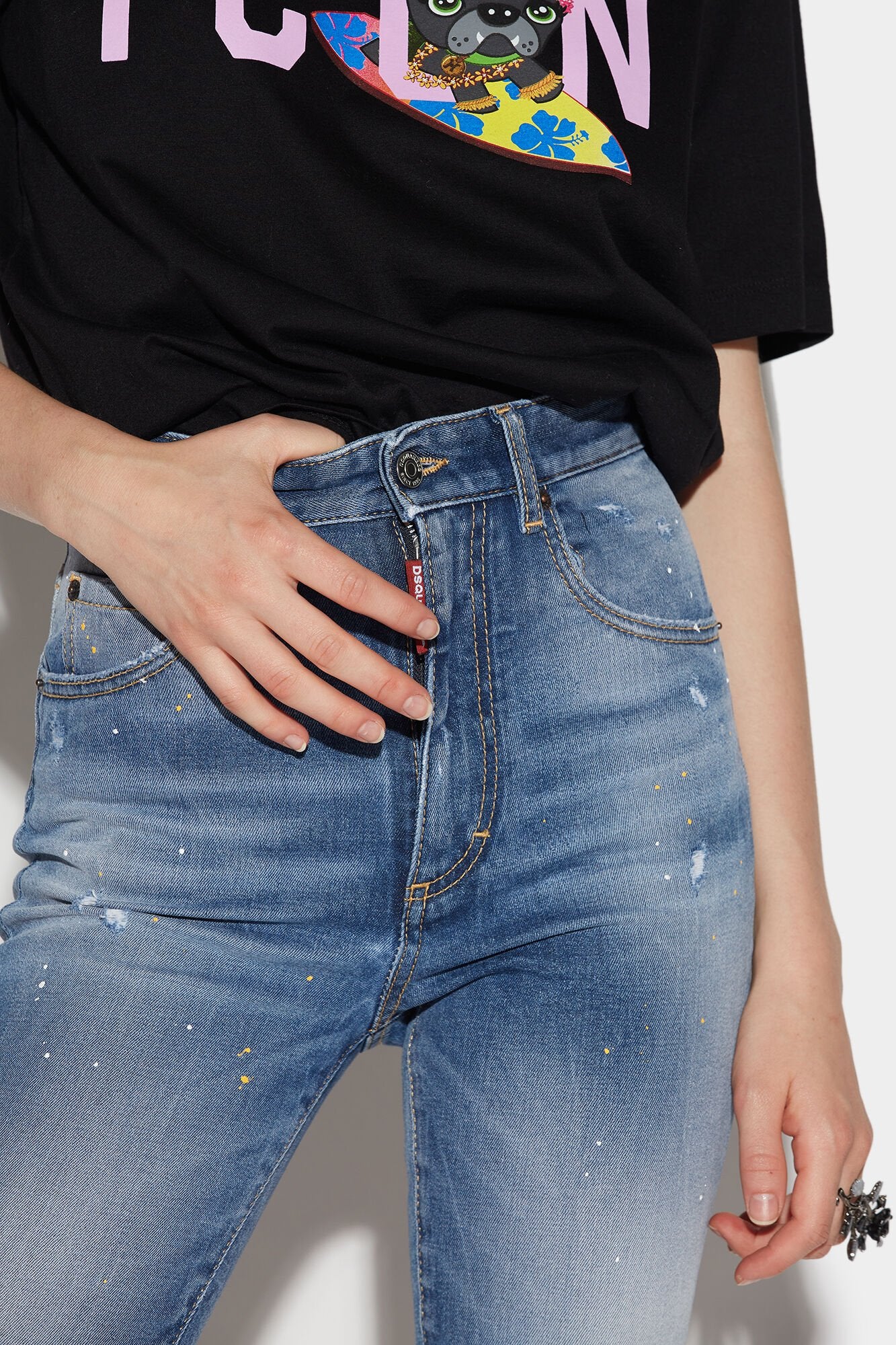 Dsquared² Navy Blue Fibres High-Waisted Women's Jean