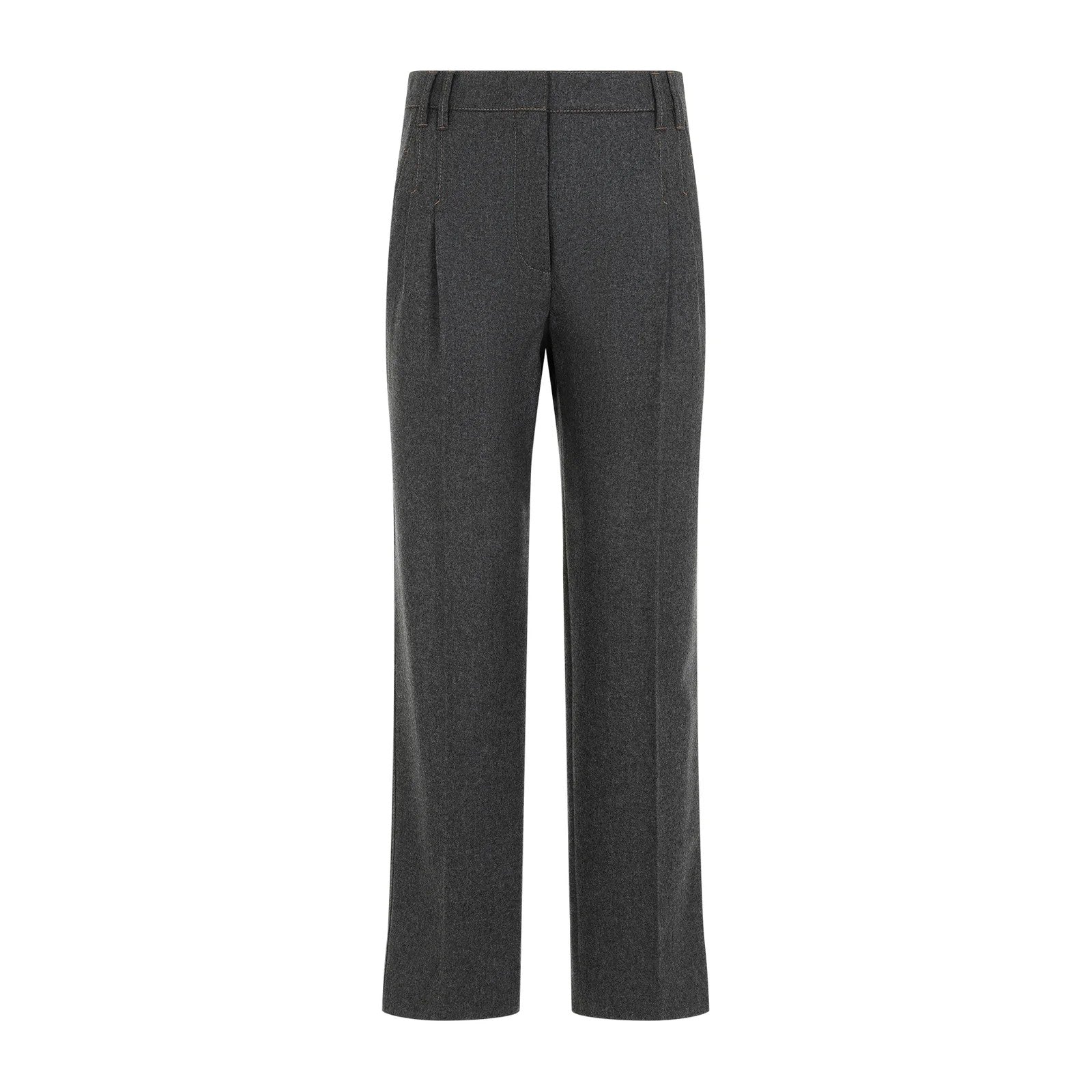 Brunello Cucinelli Gray Wool Casual Women's Pants