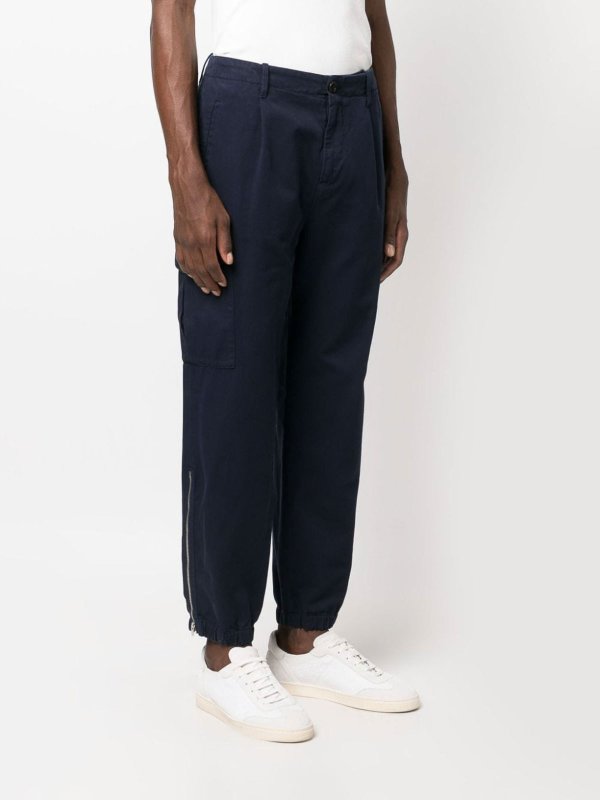 Brunello Cucinelli Blue Cotton Cargo Men's Pants