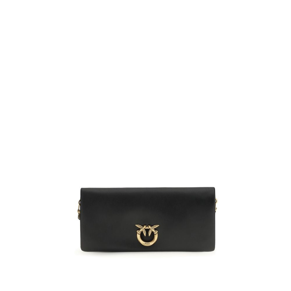 PINKO Black Calf Leather Bos Taurus Clutch Women's Bag
