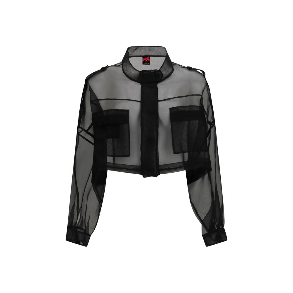 PINKO Black Silk Full-Length Women's Jacket