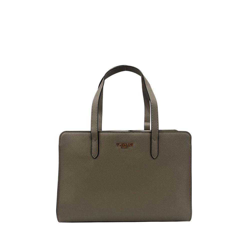 Twinset Grey PU Women Shoulder Women's Bag