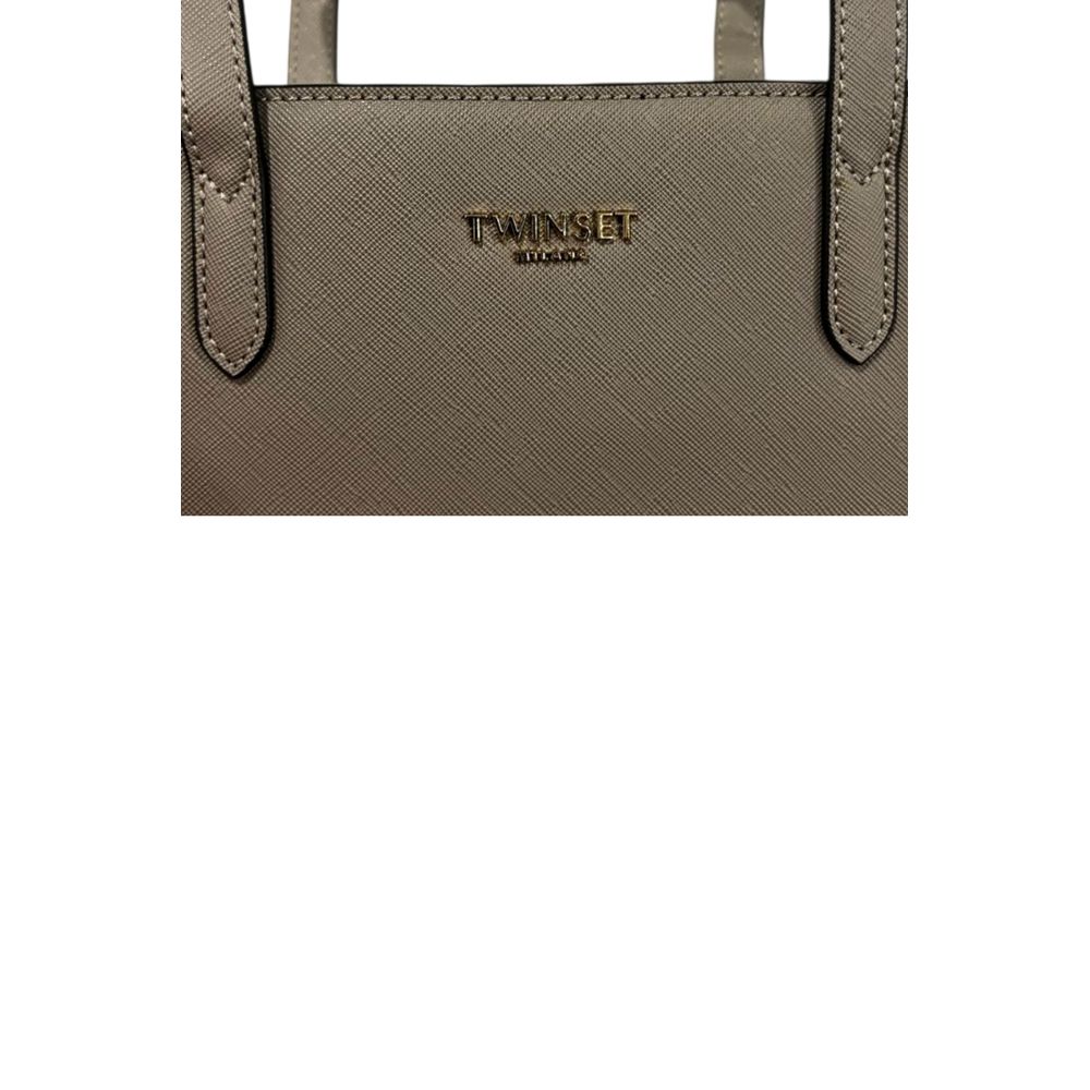 Twinset Grey PU Women Shoulder Women's Bag
