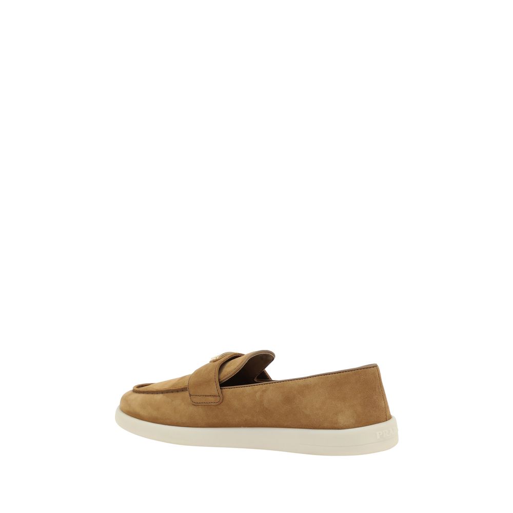 Prada Brown Calf Leather Bos Taurus Slip-On Women's Loafers