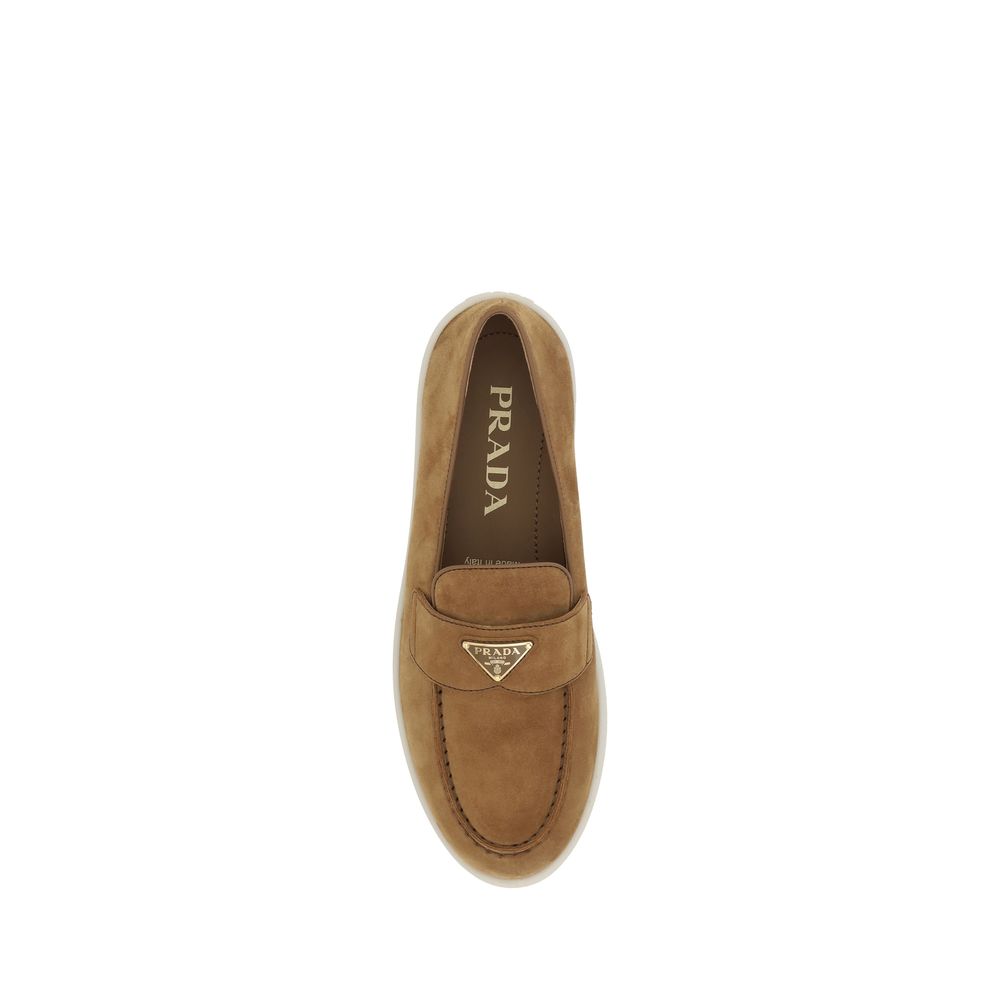 Prada Brown Calf Leather Bos Taurus Slip-On Women's Loafers