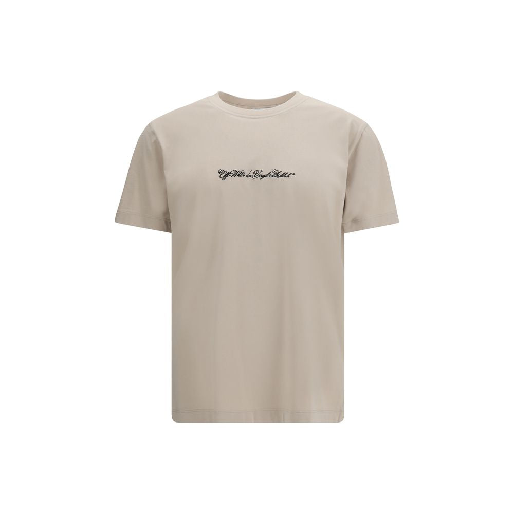 Off-White Beige Cotton Men's T-Shirt