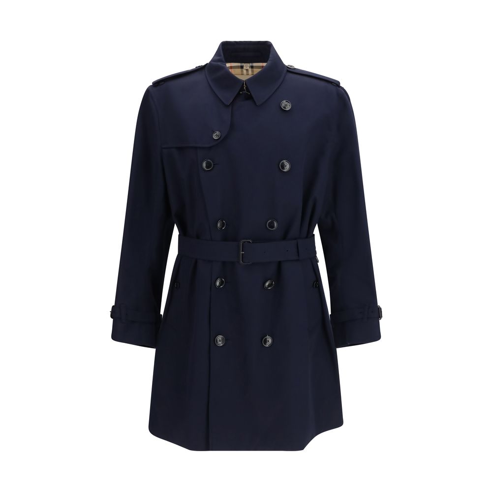 Burberry Blue Cotton Trench Men's Coat